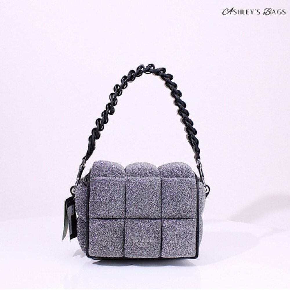 Kate Spade Boxxy Metallic Crossbody In Silver